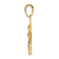 14k & White Rhodium D/C Stars Pendant-M2978