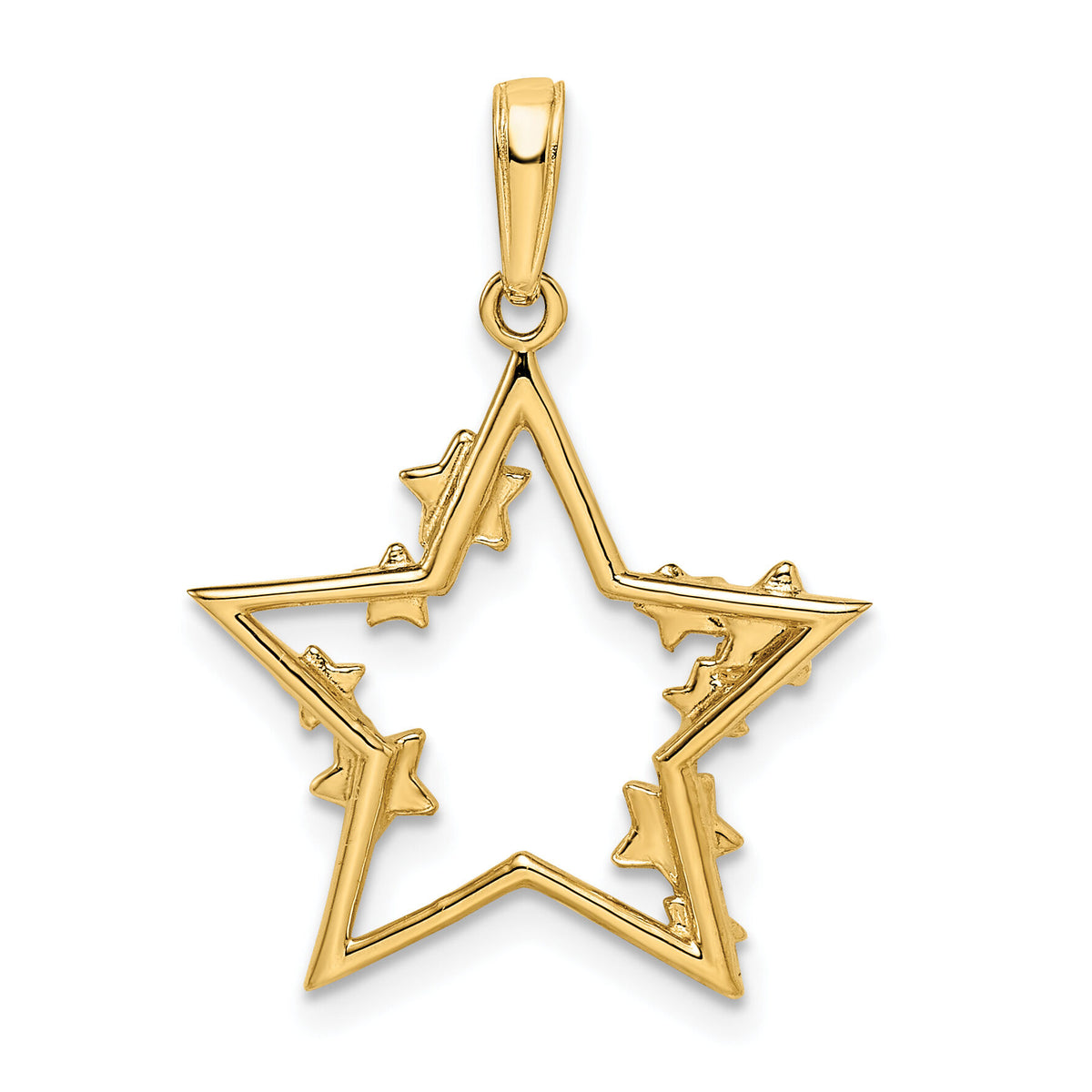14k & White Rhodium D/C Stars Pendant-M2978