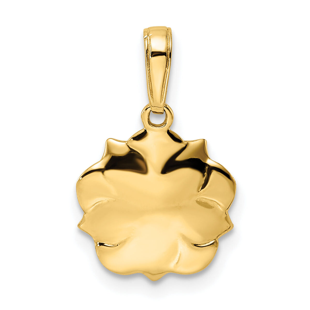14k and White Rhodium Diamond-cut Flower Pendant-M2981