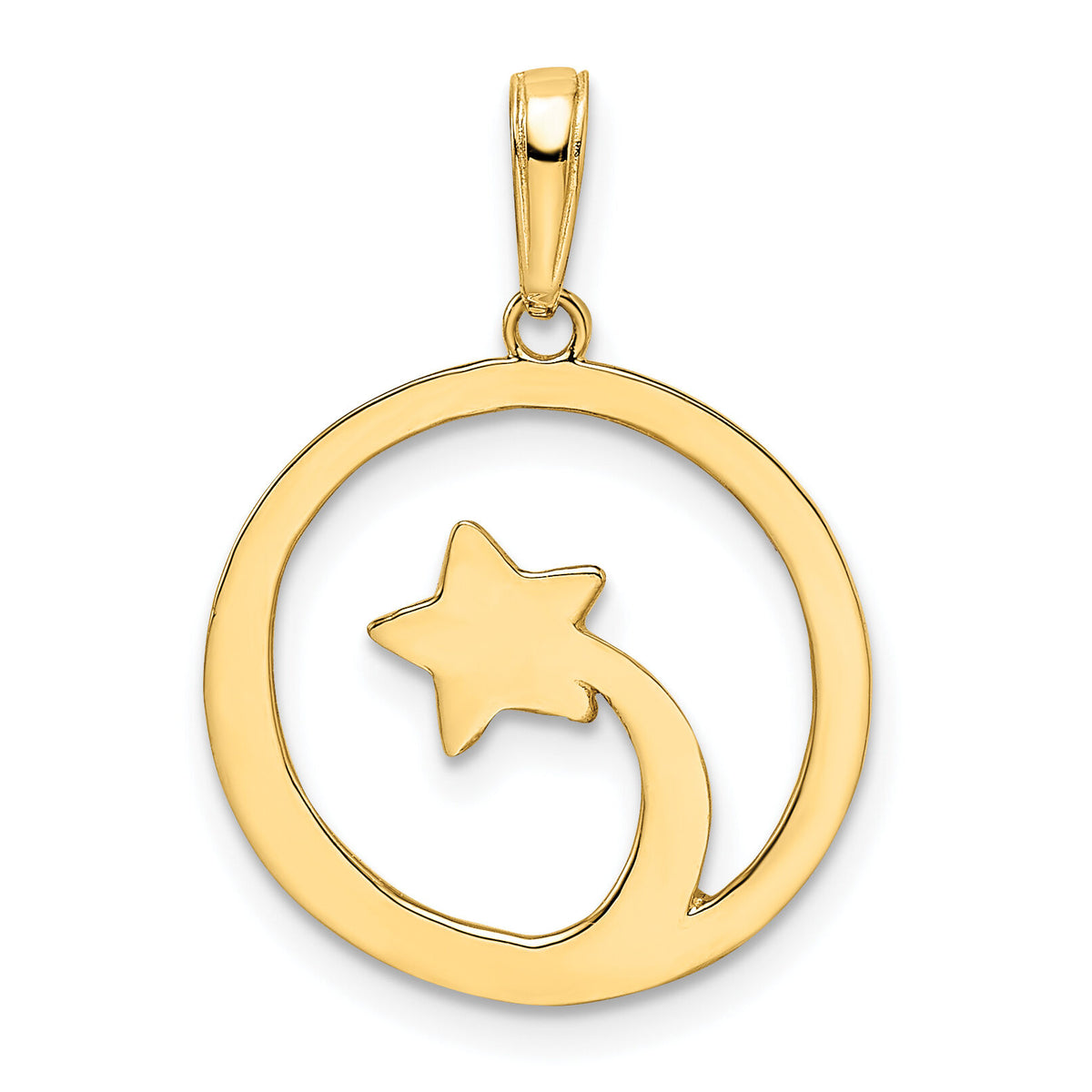 14k & White Rhodium D/C Shooting Star Pendant-M2982