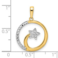 14k & White Rhodium D/C Shooting Star Pendant-M2982