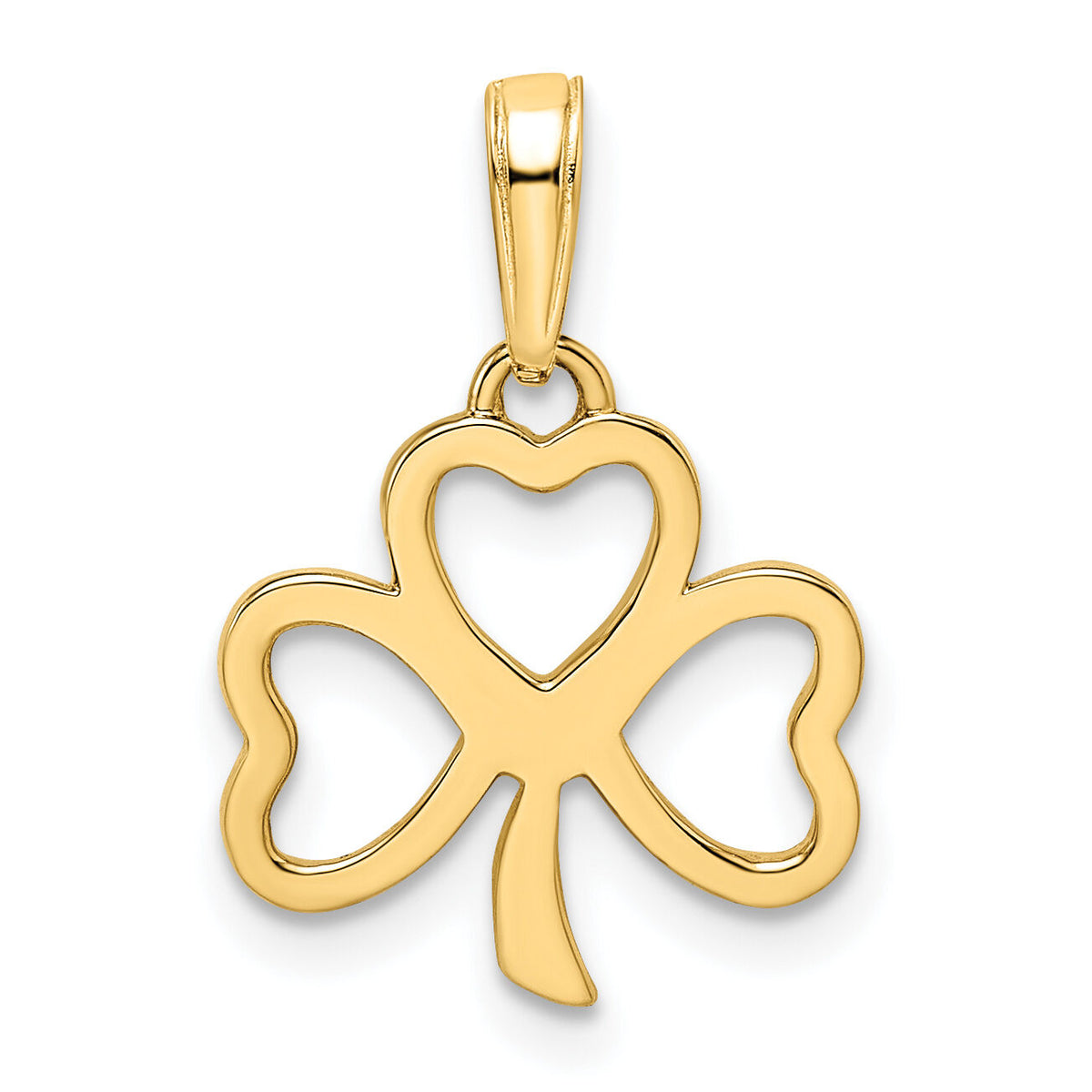 14k and White Rhodium Diamond-cut Clover Pendant-M2984