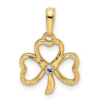 14k and White Rhodium Diamond-cut Clover Pendant-M2984
