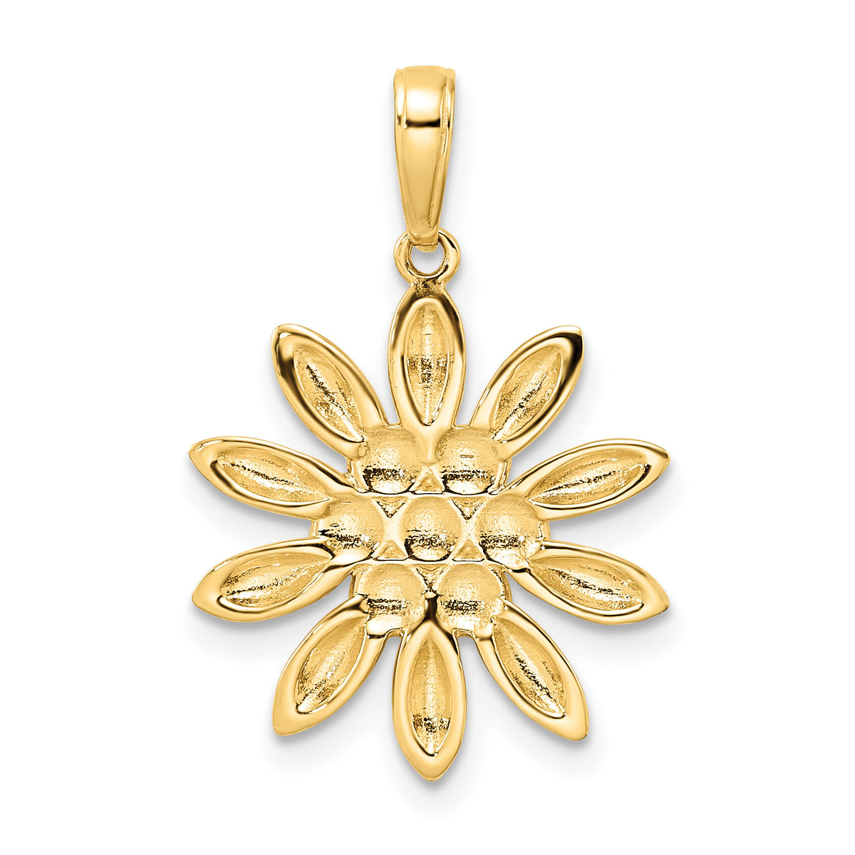 14K and White Rhodium Diamond-cut Flower Pendant-M2985