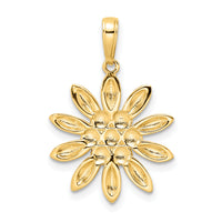 14K and White Rhodium Diamond-cut Flower Pendant-M2985