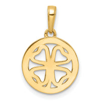 14K w/White Rhodium Diamond-cut Four-leaf Clover Pendant-M2990