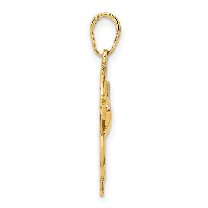 14k and White Rhodium D/C Angel Fish Pendant-M2994