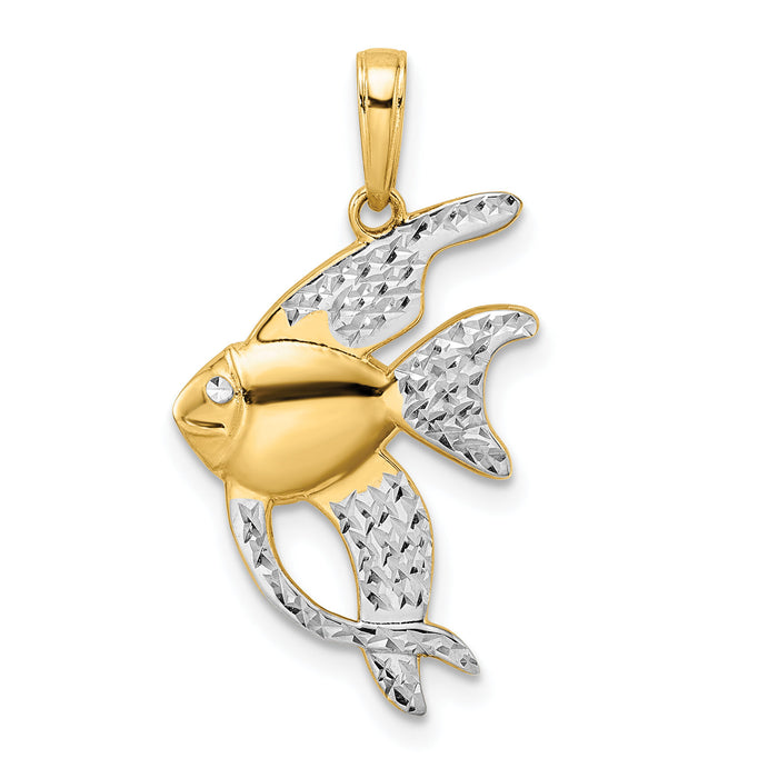 14k and White Rhodium D/C Angel Fish Pendant-M2994
