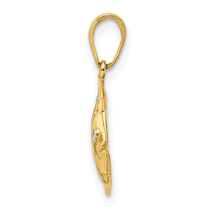 14k and White Rhodium D/C Fish Pendant-M2995