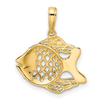 14k and White Rhodium D/C Fish Pendant-M2995