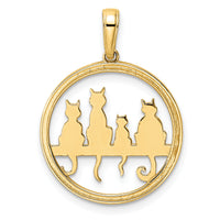 14k and White Rhodium Diamond-cut Cats Sitting on Bench Pendant-M2997