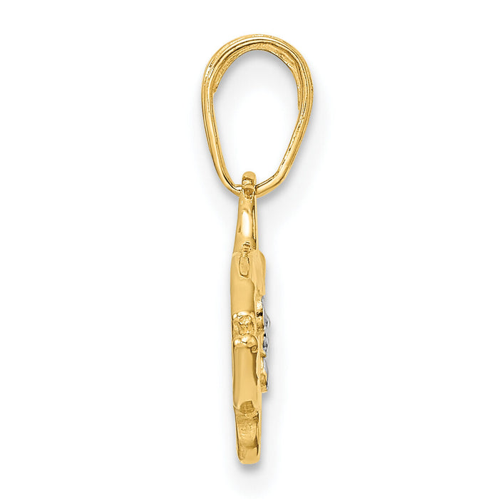 14k and White Rhodium D/C Fish Pendant-M2999