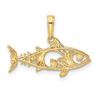 14k and White Rhodium D/C Fish Pendant-M2999