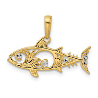 14k and White Rhodium D/C Fish Pendant-M2999