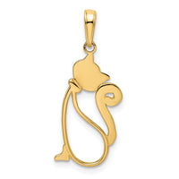 14k and White Rhodium Diamond-cut Cat Pendant-M3002