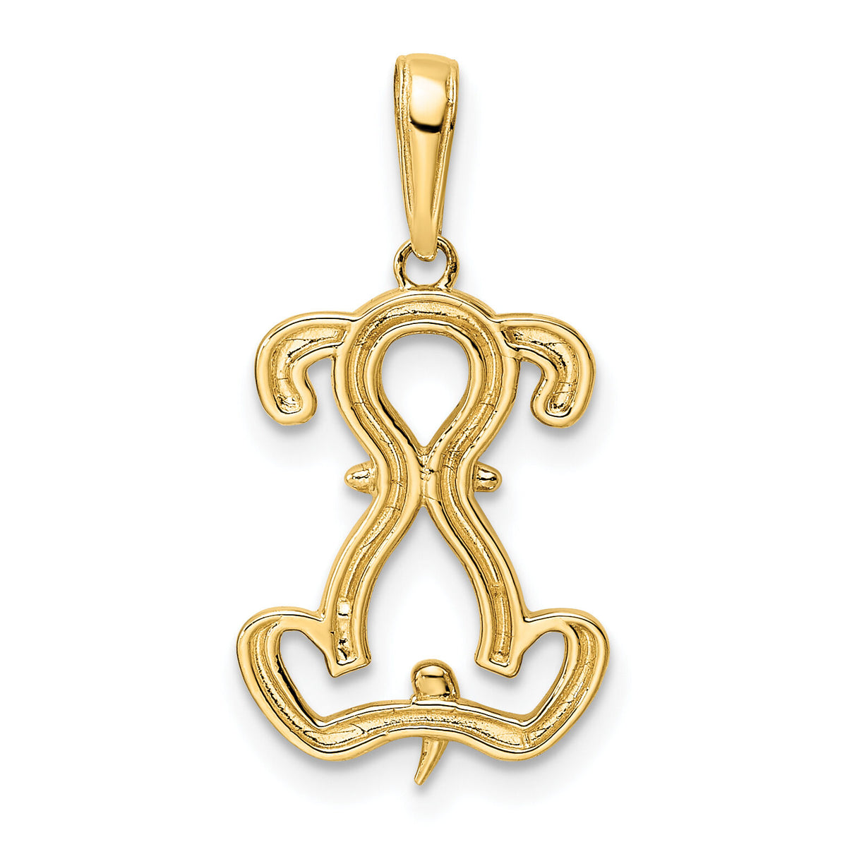14k and White Rhodium Diamond-cut Sitting Puppy Pendant-M3003