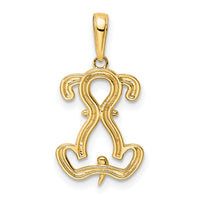 14k and White Rhodium Diamond-cut Sitting Puppy Pendant-M3003