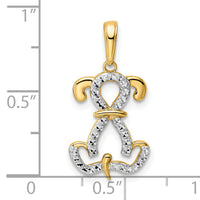 14k and White Rhodium Diamond-cut Sitting Puppy Pendant-M3003