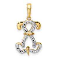 14k and White Rhodium Diamond-cut Sitting Puppy Pendant-M3003