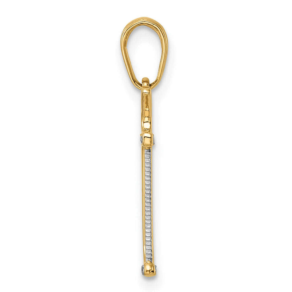14k and White Rhodium D/C Hacksaw Pendant-M3011