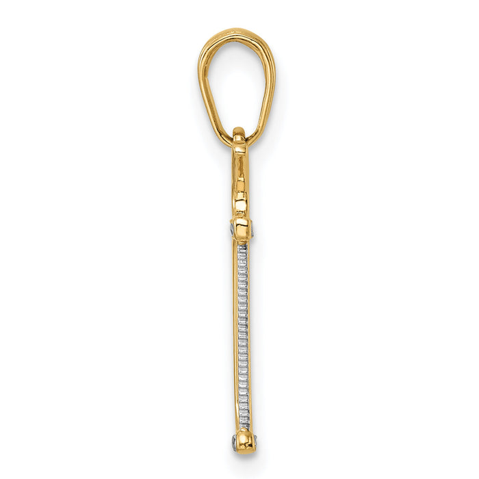14k and White Rhodium D/C Hacksaw Pendant-M3011