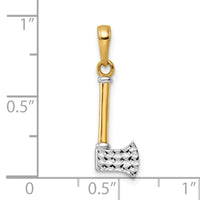 14k and White Rhodium D/C Axe Pendant-M3012