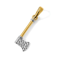 14k and White Rhodium D/C Axe Pendant-M3012