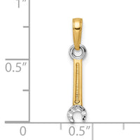 14k and White Rhodium D/C Wrench Pendant-M3013