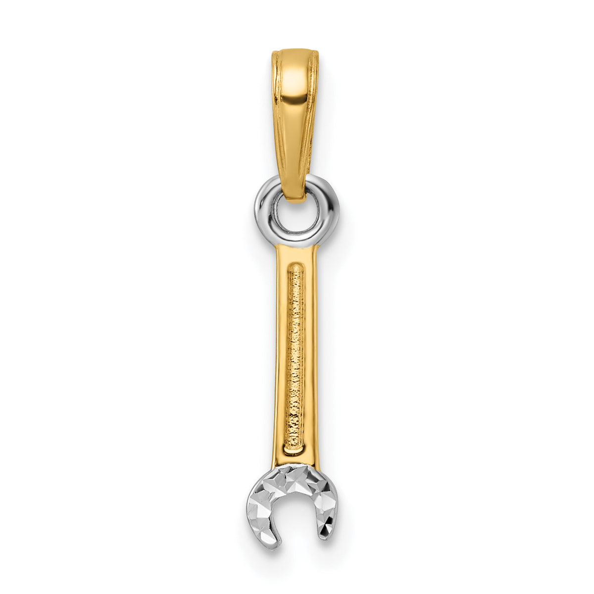 14k and White Rhodium D/C Wrench Pendant-M3013