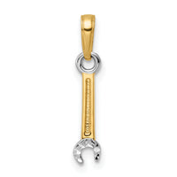 14k and White Rhodium D/C Wrench Pendant-M3013