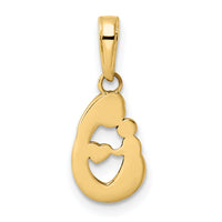 14k and White Rhodium Diamond-cut Mother and Baby Teardrop Pendant-M3016