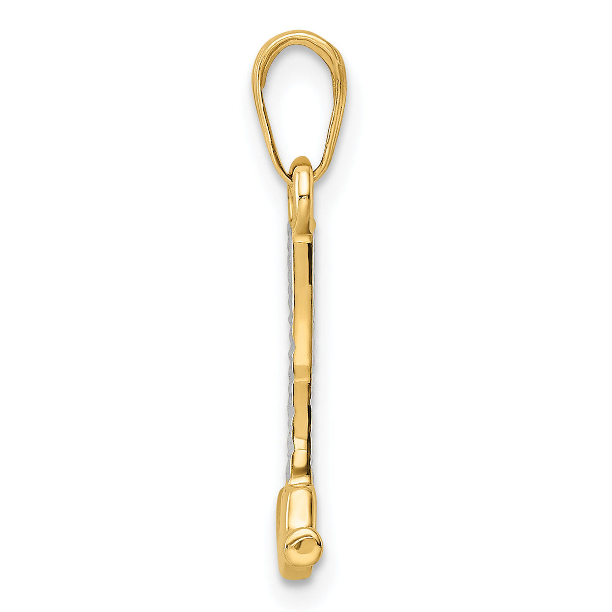 14k and White Rhodium D/C Hammer Pendant-M3018