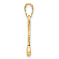 14k and White Rhodium D/C Hammer Pendant-M3018