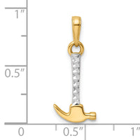 14k and White Rhodium D/C Hammer Pendant-M3018