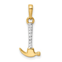 14k and White Rhodium D/C Hammer Pendant-M3018