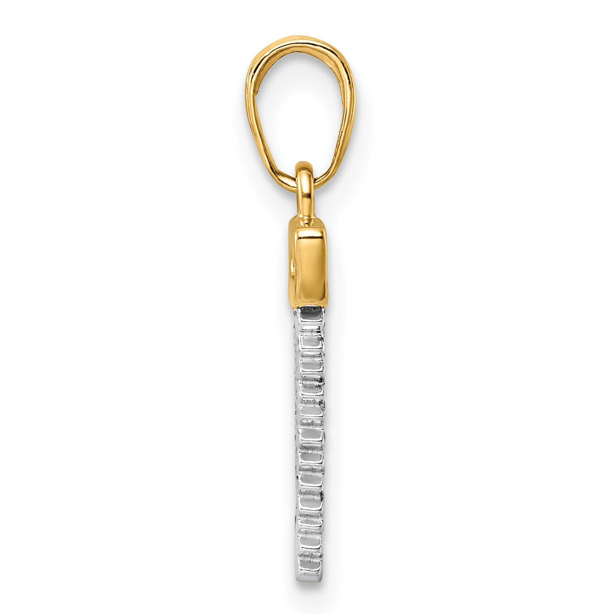 14k and White Rhodium D/C Saw Pendant-M3019