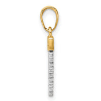 14k and White Rhodium D/C Saw Pendant-M3019