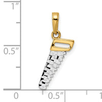14k and White Rhodium D/C Saw Pendant-M3019