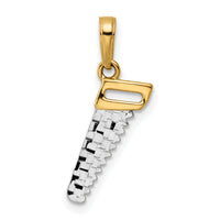 14k and White Rhodium D/C Saw Pendant-M3019