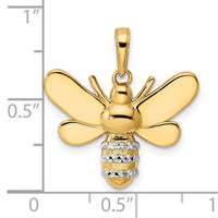 14k and White Rhodium Diamond-cut Bumblebee Pendant-M3021