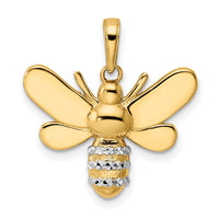 14k and White Rhodium Diamond-cut Bumblebee Pendant-M3021
