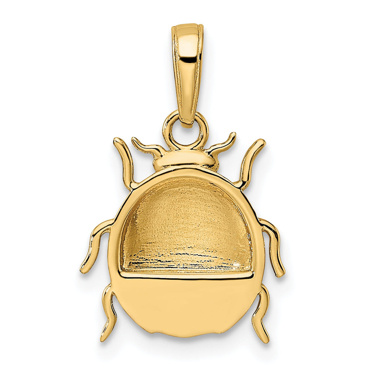 14k w/White and Rose Rhodium Diamond-cut Ladybug Pendant-M3022
