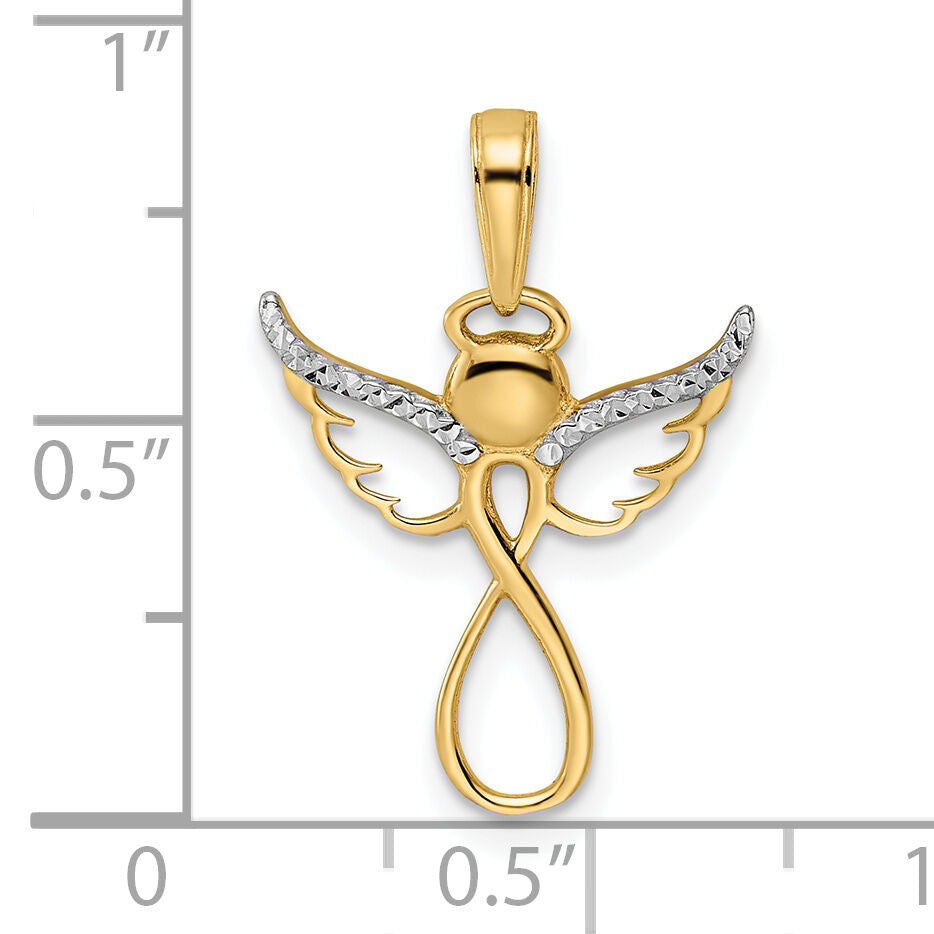 14K w/White Rhodium D/C Infinity Angel Pendant-M3025