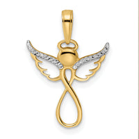 14K w/White Rhodium D/C Infinity Angel Pendant-M3025