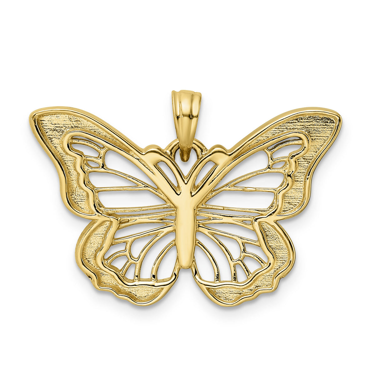 14k and White Rhodium Diamond-cut Butterfly Pendant-M3031