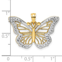 14k and White Rhodium Diamond-cut Butterfly Pendant-M3031