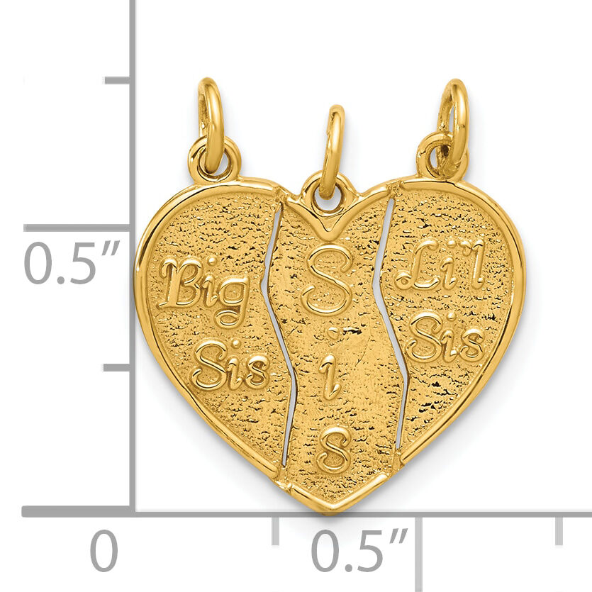 14k 3-piece Break-apart BIG SIS-SIS-LIL SIS Charm-M310
