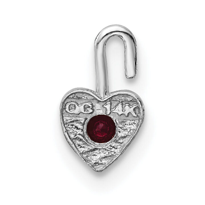14k White Gold January Synthetic Birthstone Heart Charm-M343W