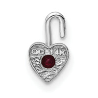 14k White Gold January Synthetic Birthstone Heart Charm-M343W