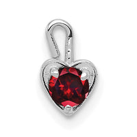 14k White Gold January Synthetic Birthstone Heart Charm-M343W